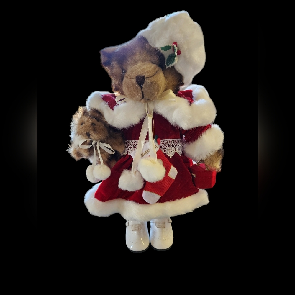 Vintage 21" Grandma/Mama Christmas Bear With Purse & Baby Bear Creative Designs